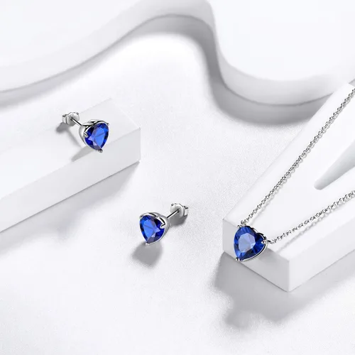 Vista 3 de Aurora Tears 925 Sterling Silver 12 Birthstone Hearts Jewelry Women Crystal WeddingEngagementBridal Heart NecklaceEarringRingBracelet Sets Jewellery