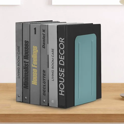 Vista 5 de Acrimet Sujetalibros para estantes, extremos de libros de metal de acero resistente, tapón antideslizante para libros, soporte para almacenamiento