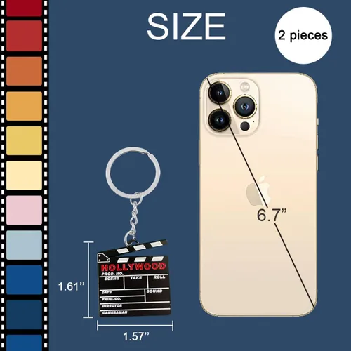 Vista 3 de Sunwel Fashion Paquete de 2 llaveros de Hollywood con diseño de película cortada para escena de acción y tablilla para mujeres y hombres, Negro