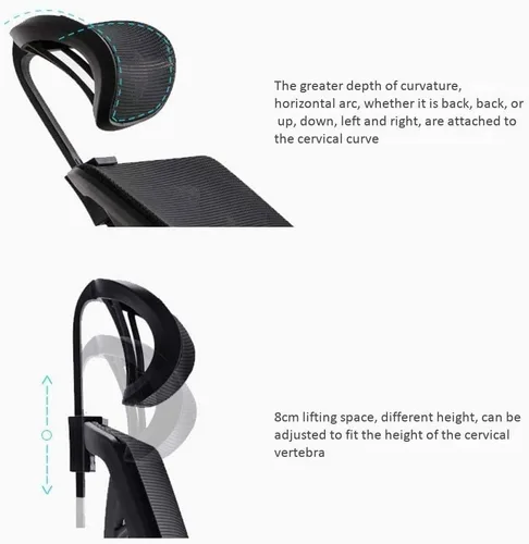 Vista 5 de Silla de oficina ergonómica con asiento de malla transpirable, silla de computadora con altura ajustable del asiento y respaldo reclinable (D)