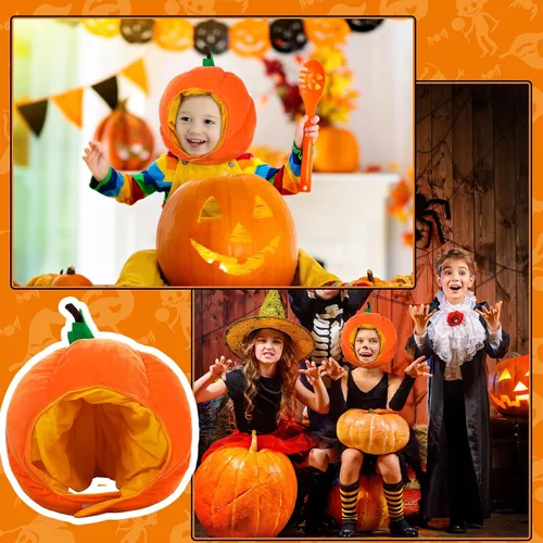 Vista 5 de 2 piezas de sombrero de calabaza Halloween divertido disfraz de calabaza Acción de Gracias sombrero de invierno verduras Cos regalo para adultos
