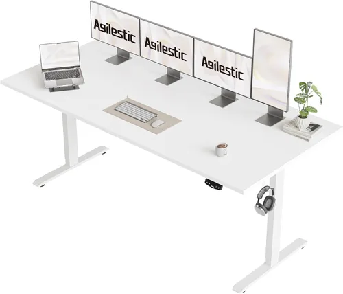 Vista 27 de Agilestic Escritorio de pie eléctrico ajustable de altura de 48* 28 Marrón rústico