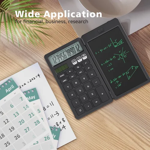 Vista 5 de Calculadora de Escritorio con Bloc de Notas LCD Borrable Calculadoras ROATEE Calculadoras Básicas de Escritorio para Escuela Secundaria Calculadora