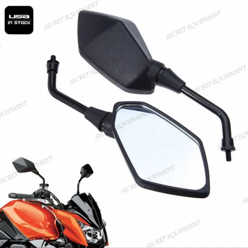 Vista 2 de semt- motocicleta negro izquierda y derecha Retrovisor Espejos para Kawasaki Z1000 Z750 KLE VERSYS 650 ZRX1100 ZRX1200 er6b/ER-6 N Zephyr 1100/750