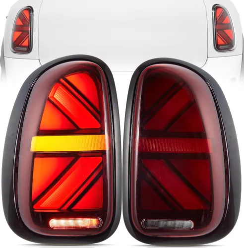 Vista 19 de Ensamble de luces traseras VLAND Compatible con BMW Mini R50 R52 R53 2001-2006, lámpara trasera Union Jack con DRL dinámico, luz trasera con señal