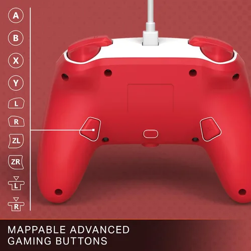 Vista 3 de PowerA Enhanced Wired Controller for Nintendo Switch - Mario White, Gamepad, game controller, wired controller, officially licensed