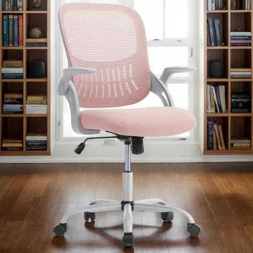 Vista 8 de Silla de escritorio ergonómica de oficina, cómoda silla de trabajo para computadora con reposabrazos, silla giratoria con ruedas para oficina