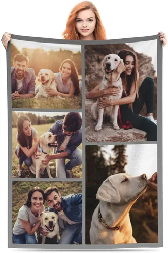 Vista 26 de Manta personalizada con texto, fotos, manta personalizada para cumpleaños de adultos y niños, boda, Navidad, Halloween, Día del Padre, Día
