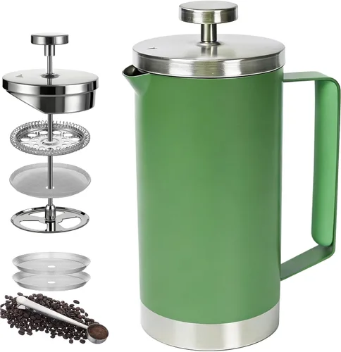Vista 18 de Prensa Francesa Pequeña 350ml Negra, Prensa Francesa de Acero Inoxidable con Pared Doble Aislada para Viaje y Camping, Cafetera de Café Colado