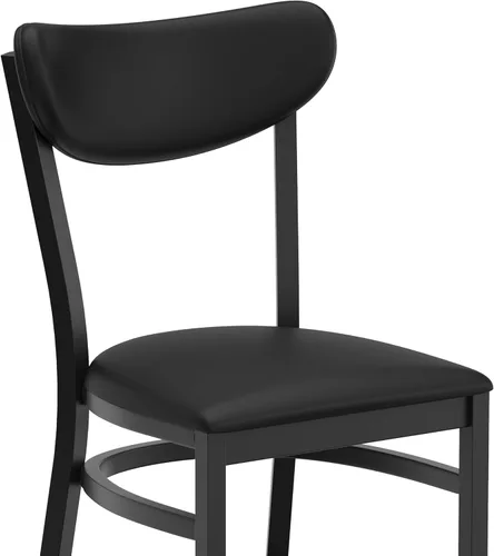 Vista 10 de Flash Furniture Wright - Juego de 2 sillas de comedor comerciales, respaldo de vinilo negro, asiento de vinilo negro, 500 libras, marco de acero