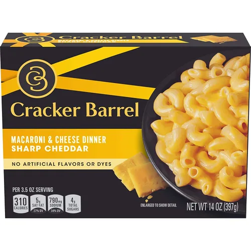 Vista 4 de Macarrones y queso de Cracker Barrel en 3 paquetes variados – Cheddar agudo, Cheddar Havarti y Sharp White Cheddar Flavor, una cena instantánea