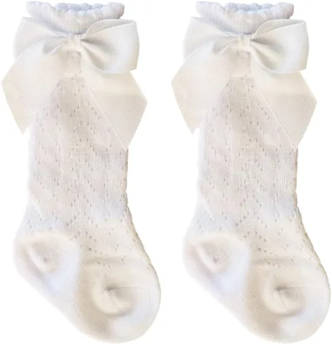 Vista 8 de QandSweet Calcetines hasta la rodilla para bebé, calcetines antideslizantes para recién nacidos, calcetines antideslizantes