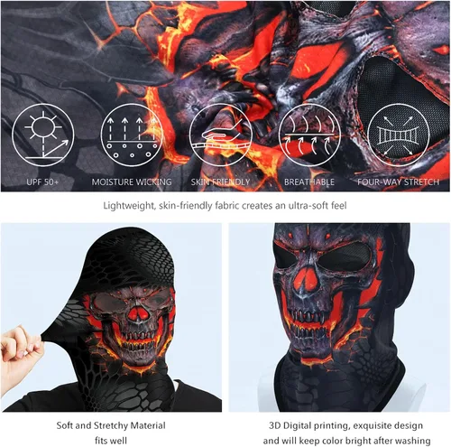Vista 2 de Obacle Máscara de calavera para Halloween, fantasma, máscara de cara completa, pasamontañas aterradoras, disfraz de cosplay