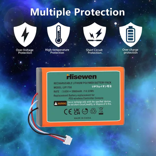 Vista 4 de Hisewen Reemplazo de batería del controlador PS5, batería 3980mAh LIP1708 PS5 para Sony Playstation 5 PS5 DualSense CFI-ZCT1W controlador inalámbrico