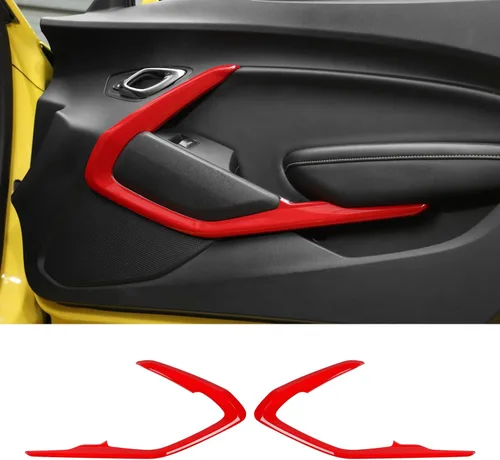 Vista 8 de Cubierta de moldura de panel de puerta interior en V de fibra de carbono, marco decorativo, accesorios interiores para Chevrolet Camaro 2016-2023