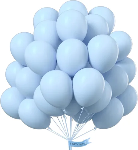 Vista 8 de 50 globos azules de 12 pulgadas y 50 globos de arena blanca de 12 pulgadas