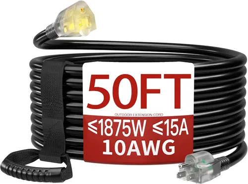 Vista 89 de Cable de extensión corto de 16/3 de 1 pie, cable de extensión negro flexible y duradero, cable de alimentación de 3 clavijas para interiores