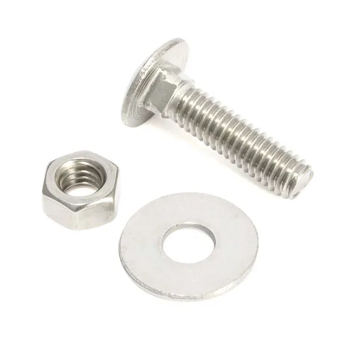 Vista 2 de Kit de tornillos y tuercas de carro de 1/4-20 x 1, arandelas planas, tornillos de cuello cuadrado de cabeza redonda, acero inoxidable 18-8 (304), 10