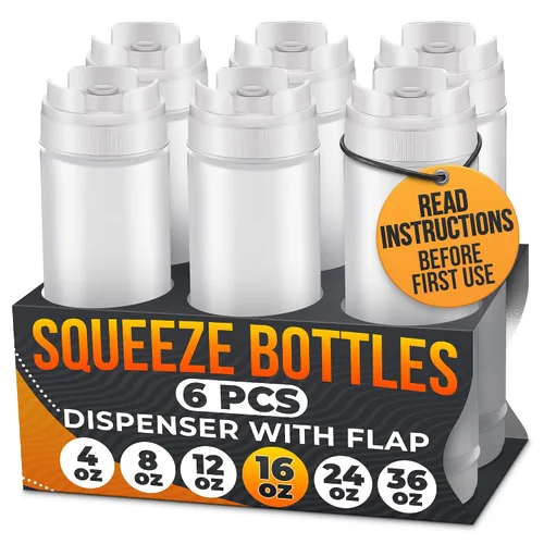 Vista 11 de HYQO Paquete de 10 botellas exprimibles para condimentos, 24 onzas