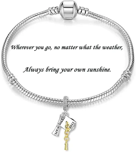 Vista 3 de Abalorio de graduación para graduado, sombrero de licenciatura, libro de lectura, cuentas para niñas, pulseras Pandora, hija, hermana, mejor amiga