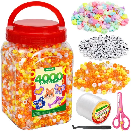 Vista 19 de IOOLEEM Cuentas de poni multicolor a granel, kit de 4000 piezas para pulseras de amistad y fabricación de joyas, fácil almacenamiento 11 Multicolor