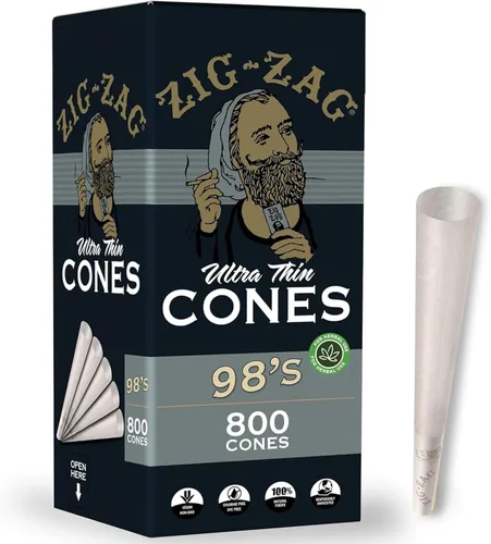 Vista 8 de ZIG-ZAG Conos preenrollados tamaño 70 (paquete de 800) Ultra finos – Conos preenrollados de combustión lenta de 2.756 in con puntas y tubos