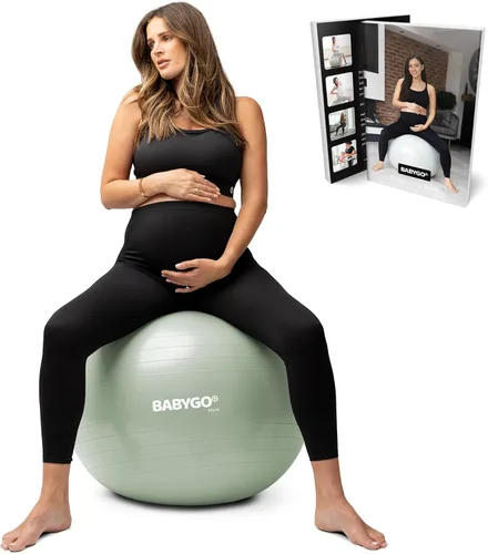 Vista 13 de BABYGO Pelota de Parto – Juego de pelota y libro de yoga para embarazo, trabajo de parto y ejercicio con enfoque en trimestres, fisioterapia