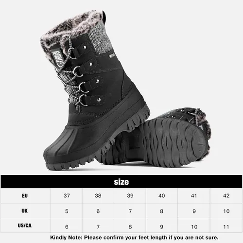 Vista 7 de FREE SOLDIER Botas de nieve impermeables de invierno para mujer, para clima frío, botas de pato de moda para exteriores, cómodas y aisladas