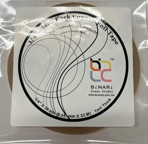 Vista 3 de BiNARi Glass Studio - Parte trasera negra de lámina de cobre de 1/4 de pulgada para vitrales (parte trasera negra)