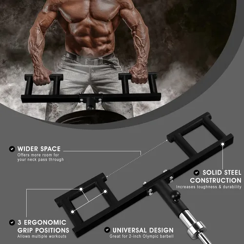 Vista 2 de Yes4All Viking Press, Landmine Handle Attachment for 2-Inch Olympic Barbell – 3 Hand Grip Positions - Support Home Gym for Deadlift, Squat Workout