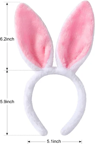Vista 2 de Diadema de orejas de conejo blancas y pajarita, accesorios de disfraz de conejo, disfraz de Pascua, Halloween, cosplay