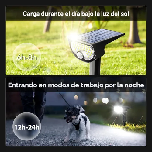 Vista 9 de AloftSun Luces solares con sensor de movimiento para exteriores, 30 luces LED / IP68 impermeables, luces solares de movimiento para exteriores, 3