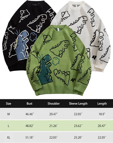 Vista 7 de Rxozrxoz Suéter de punto de dinosaurio para mujer, lindo suéter kawaii vintage, casual, holgado, suéter sin botones