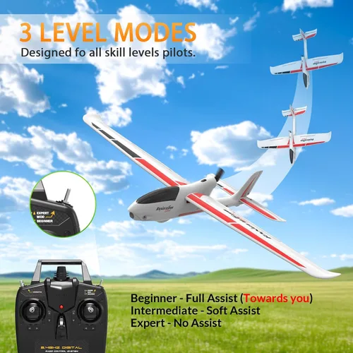Vista 4 de VOLANTEXRC - Avión planeador RC 4CH, nueva versión de avión de control remoto con giroscopio de 6 ejes para principiantes, 3 modos de vuelo