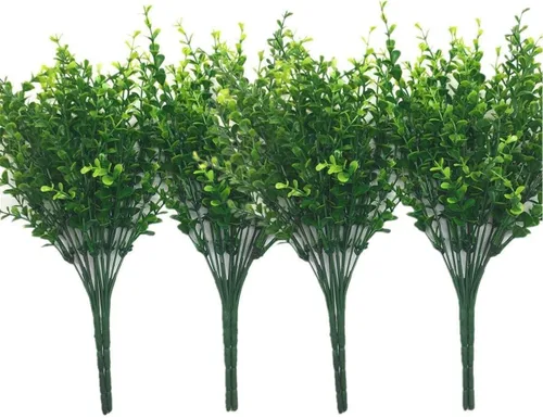 Vista 9 de CATTREE Arbustos artificiales, plantas de plástico, hierba de bambú, arbustos verdes falsos, hojas verdes, bodas, interiores, exteriores, hogar