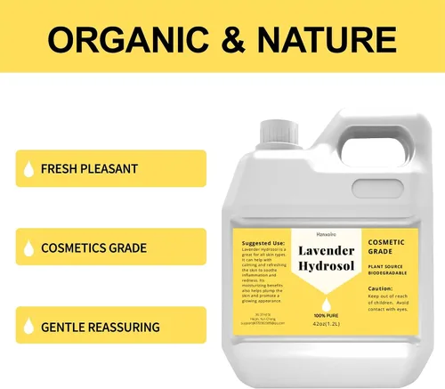 Vista 2 de Hidrosol de lavanda de 42 onzas para hidratación facial de niebla, agua de lavanda 100% pura, limpia y suaviza, promueve células saludables