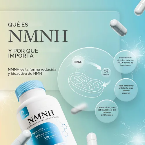 Vista 3 de Prime Powders Cápsulas NMNH, soporte de dihidronicotinamida NAD+, 120