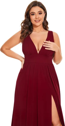 Vista 5 de Ever-Pretty Vestido formal sin mangas plisado con abertura alta para mujer, talla grande, 0168B-DA1