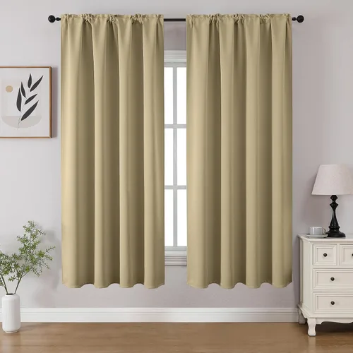Vista 72 de CUCRAF - Cortinas opacas beige de 45 pulgadas, juego de 2 paneles con bolsillo para barra, cortinas para oscurecer dormitorios y sala de estar