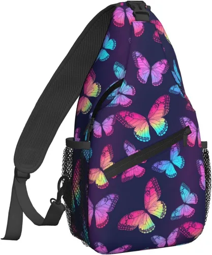 Vista 8 de Famame Mochila bandolera para el pecho, bolsa de hombro, gimnasio, ciclismo, viajes, senderismo, mochila para hombres y mujeres.., MultiColor1