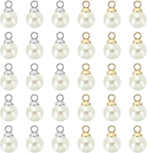 Vista 48 de PATIKIL Abalorio de perlas, 100 cuentas de perlas de imitación de perlas colgantes para bricolaje para hacer joyas, pulseras, aretes, collares Beige