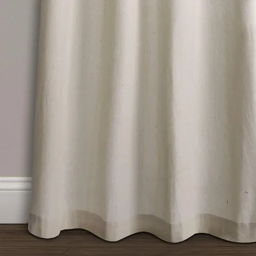 Vista 4 de Lush Decor Milo Linen - Par de paneles de cortinas para ventana, 84 x 52 pulgadas, gris y blanco roto