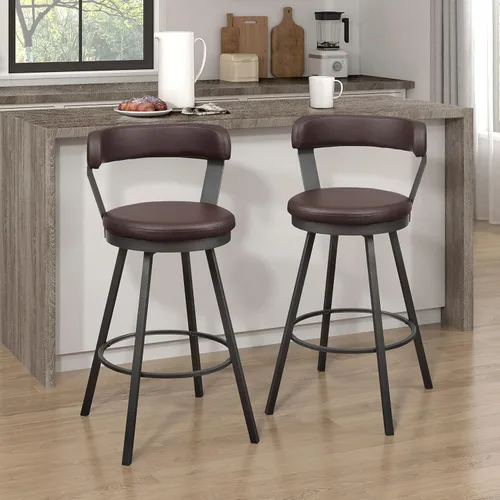 Vista 13 de Lexicon Ruthie - Juego de 2 taburetes giratorios para encimera de cocina con respaldo, 25.5 pulgadas de altura de asiento de 25.5 pulgadas, sillas