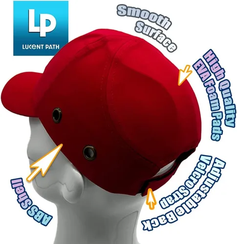 Vista 5 de Red Baseball Safety Bump Caps Helmet Hard Hat Head Protection Caps for Men and Women