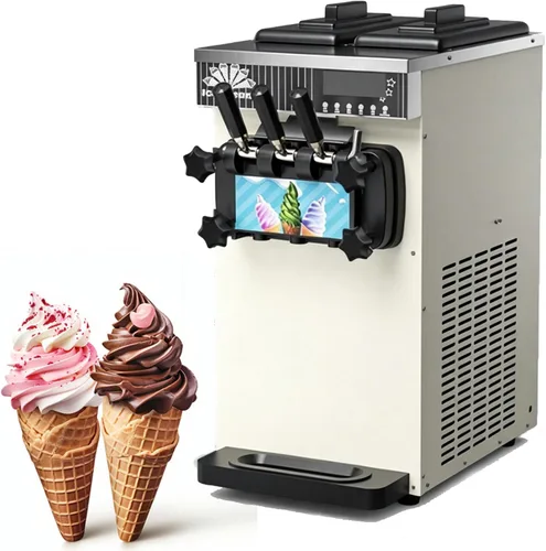 Vista 12 de Commercial Ice Cream Machine, 1300W Freestanding Soft Serve Ice Cream Maker, 18-25kg/H Yield with 3-Flavor, Auto Clean LCD Touch Screen, for Snack