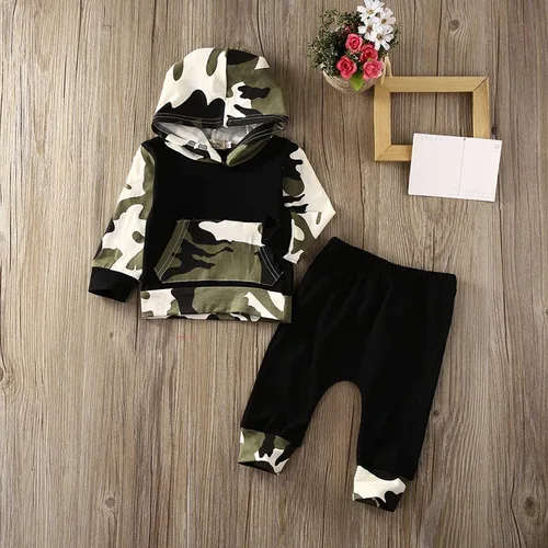 Vista 3 de Conjunto de ropa de 2 piezas para bebés y niños pequeños, sudadera con capucha y pantalones largos de invierno