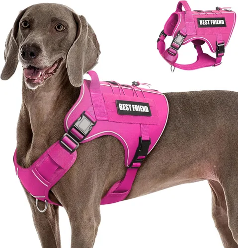 Vista 28 de Arnés Táctico para Perros Talla Pequeña, Sin Tirones Chaleco Militar para Perros con Asa, Arnés Reflectante de Servicio Pesado para Mascotas