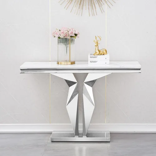 Vista 16 de Mesa de centro de mármol negro Henf de lujo, mesa auxiliar rectangular de mármol sintético de imitación con base de acero inoxidable dorado