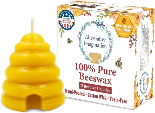 Vista 10 de Alternative Imagination Beehive - Velas votivas – Paquete de 4 velas de cera de abeja pura vertidas a mano con mechas de algodón – Sin perfume,