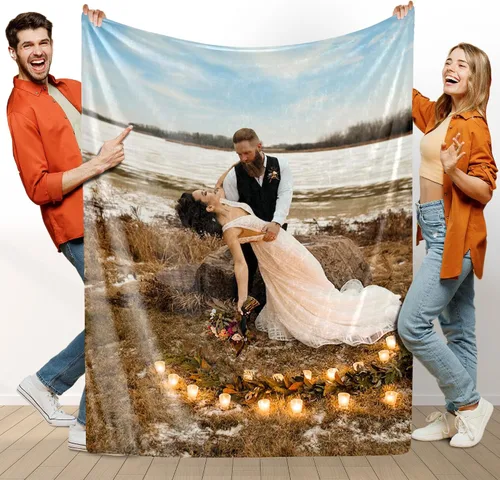 Vista 8 de Manta personalizada con foto, manta de collage personalizada con tu propia imagen, fabricada en Estados Unidos, regalo para ella, él, mujeres